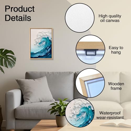 Blue Ocean Wave Nautical Wooden Box Sign Wall Art 8x12 Inch - color: Blue Wave Art