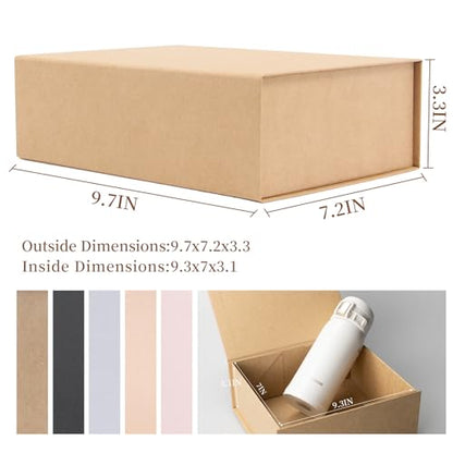 Rsgift Kraft Gift Box Small Kraft 9.7x7.2x3.3 Gift Box for Women Closure Lid Christmas,Thanksgiving Day,Valentine's Day,Christmas Gift Boxes - color: Kraft, size: 7.8 x 7 x 3.1 inches (pack of 1)