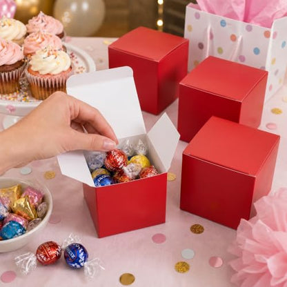 Aosric Red Gift Boxes with Lids 4x4x4 Inch, 24 Pack - color: Red