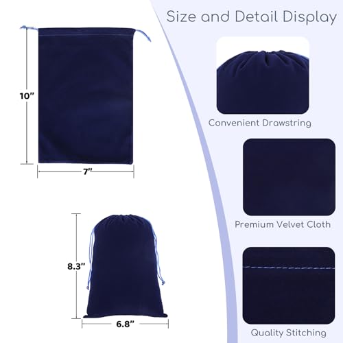 Tapleap 12Pcs Velvet Gift Bags, 7x10” Large Blue Drawstring Pouch - color: Blue, size: 7x10in