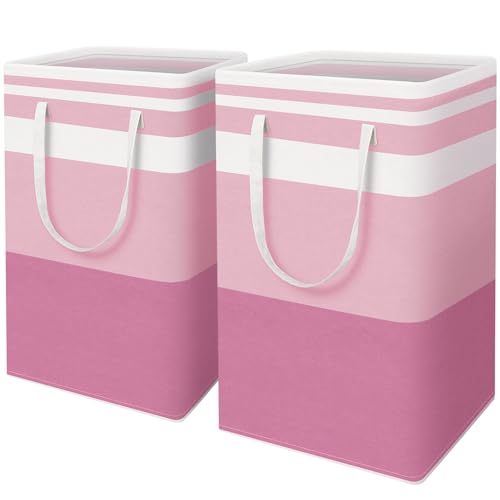 HomeHacks 2 Pack Large Laundry Baskets, Laundry Hampers Bags (Pink 88Lx2) - color: Pink, size: 88L