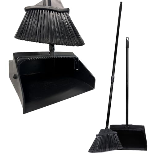 KLEEN HANDLER 48.5" Broom with Dustpan Combo Set with Long Handle, 1 Pack