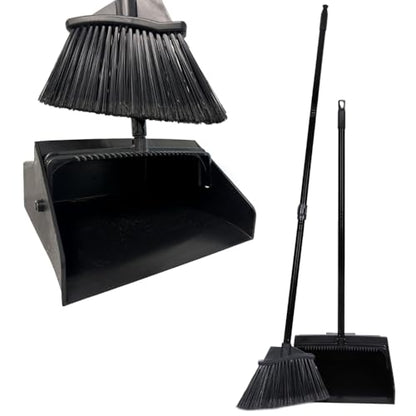 KLEEN HANDLER 48.5" Broom with Dustpan Combo Set with Long Handle, 1 Pack