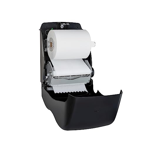 San Jamar Ecologic Simplicity Recycled Plastic Manual Paper Towel Dispenser, Auto Cut Towel Dispenser, Wall Mounted Dispenser with Zero Waste for Home and Business, Black - color: Black