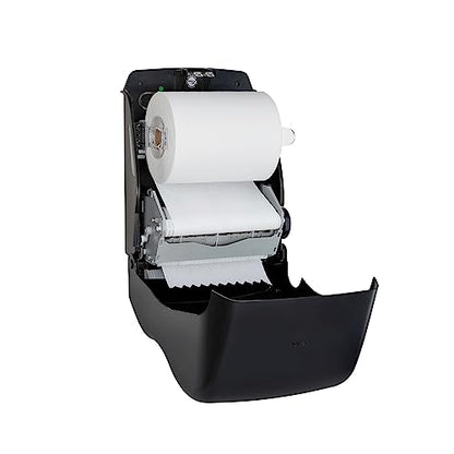 San Jamar Ecologic Simplicity Recycled Plastic Manual Paper Towel Dispenser, Auto Cut Towel Dispenser, Wall Mounted Dispenser with Zero Waste for Home and Business, Black - color: Black