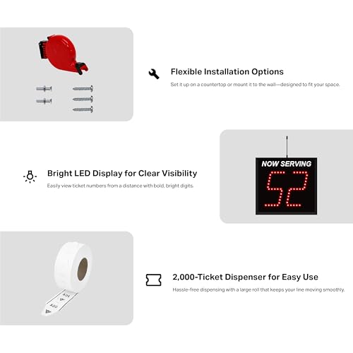 2-Digit Wireless Take A Number System with Counter Top Dispenser