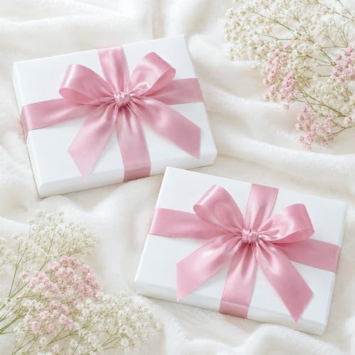 KINGLAKE Double Faced Blush Pink Satin Ribbon - 1-1/2 Inch x 50 Yards - color: Blush Pink