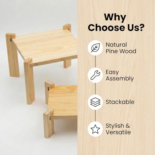 2pack Wooden Display Risers, Wood Charcuterie Boards, Table Risers for Display, Food Display Risers for Party,Easy to Install Anywhere，Suitable for Queuing, Kitchens, Restaurants, Etc