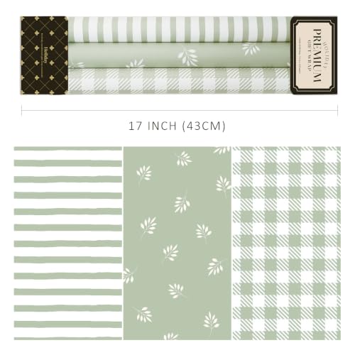 BIOBROWN Green Gift Wrapping Paper for Baby Shower, Wedding, Bridal Shower - color: Green&Floral