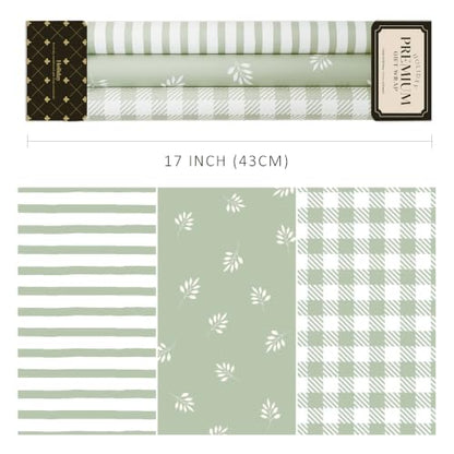 BIOBROWN Green Gift Wrapping Paper for Baby Shower, Wedding, Bridal Shower - color: Green&Floral