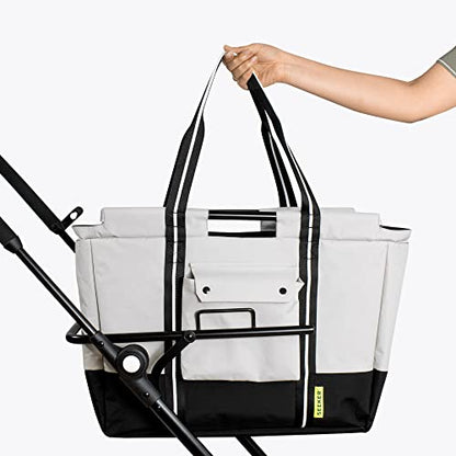 SEEKER Lightweight Foldable Grocery Cart on Wheels with Removable Heavy Duty Shopping Bag | Roll to The Grocery or Laundry, Gray (SKR-1000)