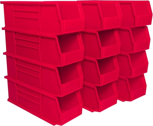 Akro-Mils 30234 AkroBins Plastic Storage Bins, 15"x5"x5", Red, 12-Pack - color: Red