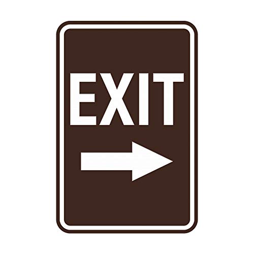 Signs ByLITA Portrait Round Exit Right Arrow Sign with Adhesive Tape, Mounts On Flat Surface (Dark Brown) - Small - color: Dark Brown, size: 4 x 6" - Small (1 Pack)