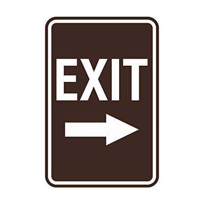Signs ByLITA Portrait Round Exit Right Arrow Sign with Adhesive Tape, Mounts On Flat Surface (Dark Brown) - Small - color: Dark Brown, size: 4 x 6" - Small (1 Pack)