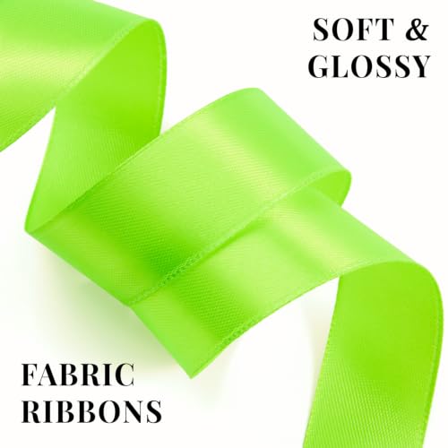 Apple Green Satin Ribbon 1 Inch x 100 Yards - color: Apple Green