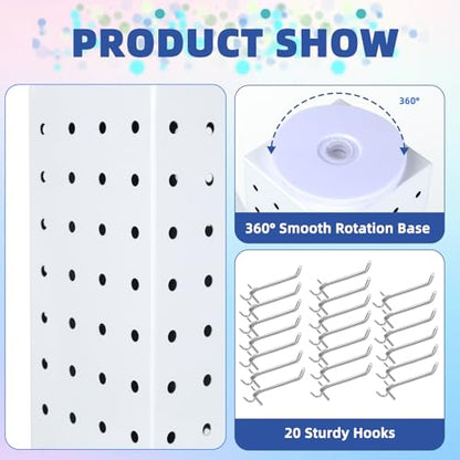 Keychain Display Stand，4 x 4 x 12 Inches，Spinning Display Stand (White) - color: White