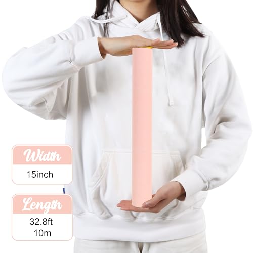 BEISHIDA Peach Pink Gift Wrapping Paper Roll, 15in X 32ft Kraft Bulletin Board Paper Gift Wrap for Christmas Mother's Day Valentine's Day Graduation, Flower Wrap - color: peachpink