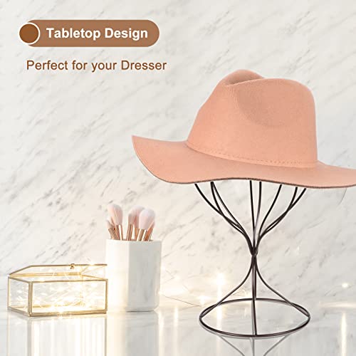 uxcell Metal Hat Display Stand 2 Pack Tabletop Hat and Wig Rack Modern Women Closet Holder for Baseball Cap, Fedora Hat, Cowboy Hat - Bronze - color: Bronze