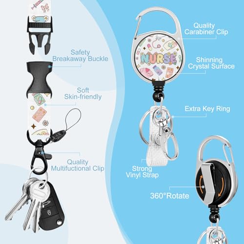 Gctriki Nurse Badge Holder Retractable Clip, Cute Lanyard with Badge Reel - color: Cute Nurse