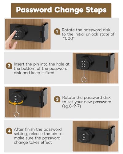 3-Digit Keyless Cabinet Lock with Combination Code - color: Black