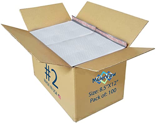 Bubble Mailers 8.5x12, Self Seal Poly Padded Envelopes #2, 100 Pack Bulk - color: White, size: 8.5"x12" / 100 Pack