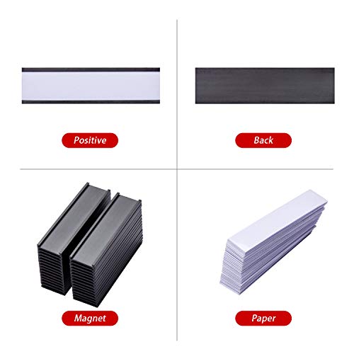 Magnetic Label Holders with Magnets, Data Card Holders with Clear Plastic Protectors, Set of 30 (0.8 x 3 Inch) - size: 0.8 x 3 Inch