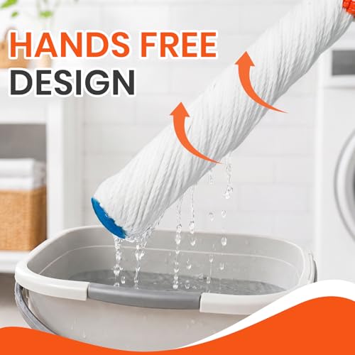 6PK Self-Wringing Twist Mops, Floor Cleaner Bulk for Commercial and Home Cleaning, Janitor Supplies-Safty Orange