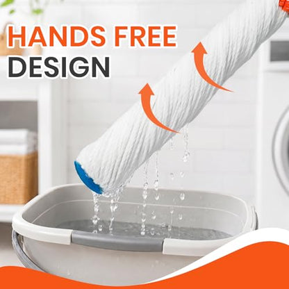6PK Self-Wringing Twist Mops, Floor Cleaner Bulk for Commercial and Home Cleaning, Janitor Supplies-Safty Orange
