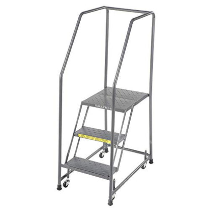 Ballymore H318P Perforated 16" W 3 Step Steel Rolling Ladder 10" D Top Step