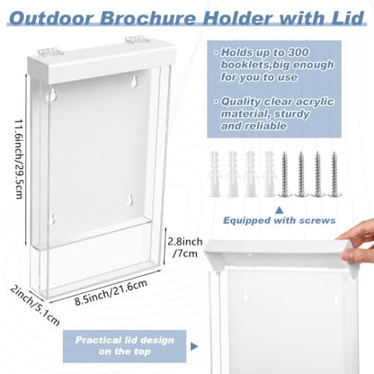 Junkin Two-Slot Acrylic Outdoor Brochure Holder With Lid, 8.5 x 11 Inch