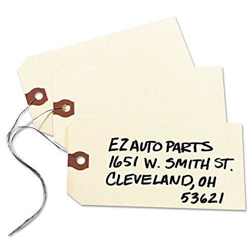 Avery Double Wired Shipping Tags, 11.5 pt. Stock, 5.25 x 2.63, Manila, 1,000/Box