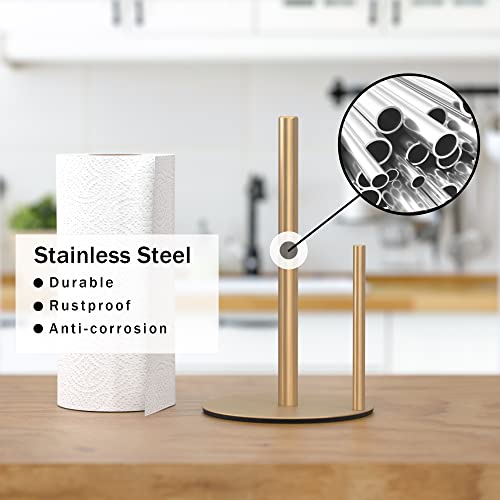 Paper Towel Holder Gold Stainless Steel Kitchen Countertop Roll Organizer - color: Gold