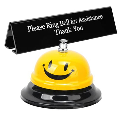 UCEC Desk Bell for Service, Ring Bell Sign, Dinner Bell for Inside - size: 1+1 Pack, Smile