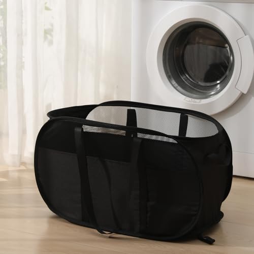2 Pcs Collapsible Laundry Baskets, Tear Proof Pop Up Laundry Hamper with Dual Handles, Durable Foldable Laundry Basket, Easy to Carry Laundry Hamper for Home, Laundry Room, Bedroom, Dorm, Travel Black - color: 82L-2x-Black