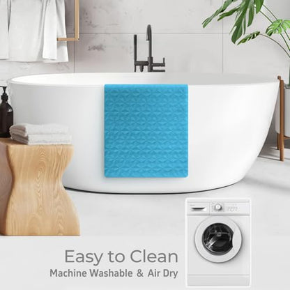 Non Slip Bathtub Mat for Bath Tub Shower - 241 Vacuum Suction Cups - color: River Blue, size: 28" x 16" (Rectangular)