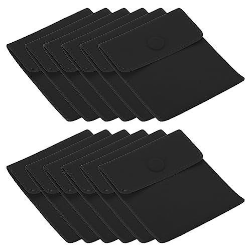 PATIKIL 12 Pack Jewelry Pouches with Snap Button Velvet Jewelry Pouches - color: Black, size: 10x8.5cm