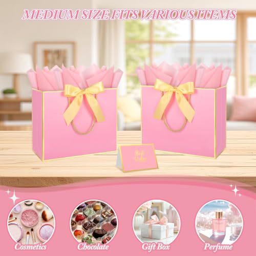 Addblu 6 Pack Pink Large Gift Bags with Handles & 18 Tissue Papers - color: Pink Gift Bag, size: 1 Count (Pack of 6)