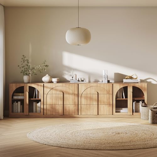 BELLEZE Bijou 4-Piece Modular Sideboard Buffet Cabinet - Camel - color: Bijou Camel Aacc