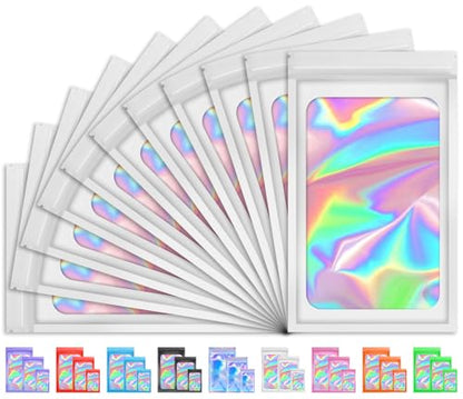 100PCS Resealable Holographic Bags, Jewelry Bags|White,2.4x3.9in - color: White, size: 2.4x3.9 Inch