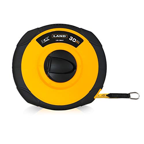 LAND 100FT/30M Fiberglass Tape Measure - Dual-Inch/Metric Scale, Lightweight & Durable, Portable Long Measuring Tape for Construction, Surveying, Landscaping - size: 30 m