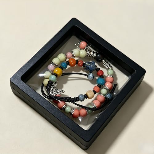 10 Pack Jewelry Gift Boxes, 3.54 x 3.54 x 0.78 Inch, Transparent Jewelry Boxes, Small Gift Boxes for Jewelry, Earrings, Necklaces, Handmade Bangles, and Bracelets (Black and White B) - color: Black and White B