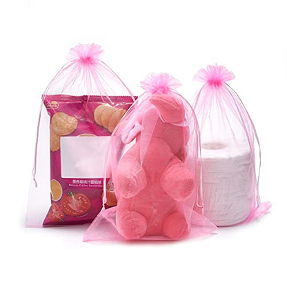 25 pcs 8x12 Inches Drawstring Organza Bags Wedding Party Favor Gift Candy Toys Makeup Pouches Gift Bag - color: Pink