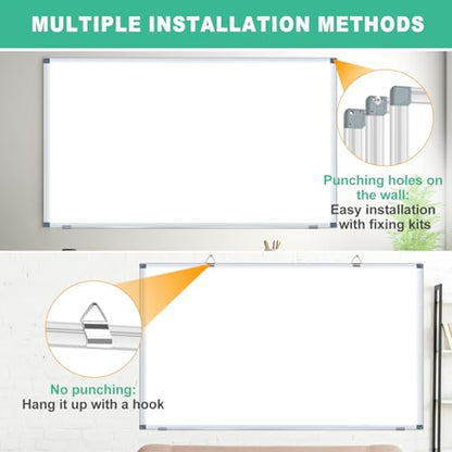H-Qprobd Dry Erase White Board for Wall 6' x 3' Large Magnetic Whiteboard 72"x36" Aluminum Presentation Whiteboard with Long Pen Tray, 6 Markers, 2 Erasers &12 Magnets - size: 72"x36"