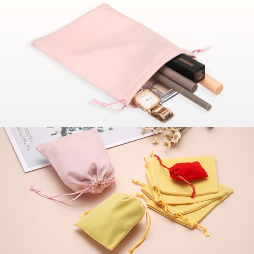 HARFINGTON 20pcs Velvet Gift Bags 2" x 2.8" Drawstring Jewelry Pouches Reusable Gift Packaging Storage Bags with Drawstring for Jewelry Bracelet Headphone Bead Gift Candy, Dark Green - color: Dark Green