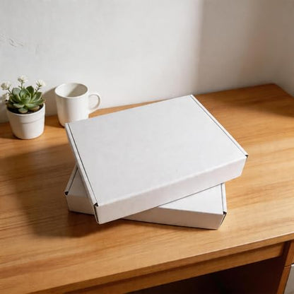 Fishat 11" x 8" x 2" White Corrugated Cardboard Shipping Boxes Set of 5 - size: 11" x 8" x 2"