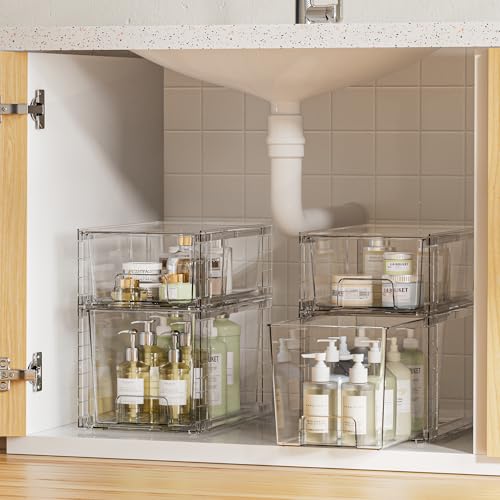 Vtopmart Clear Stackable Storage Drawers, 8 Pack Medium Set - style: 6 Medium+2 Small