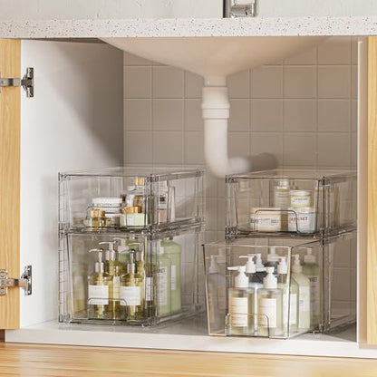Vtopmart Clear Stackable Storage Drawers, 8 Pack Medium Set - style: 6 Medium+2 Small
