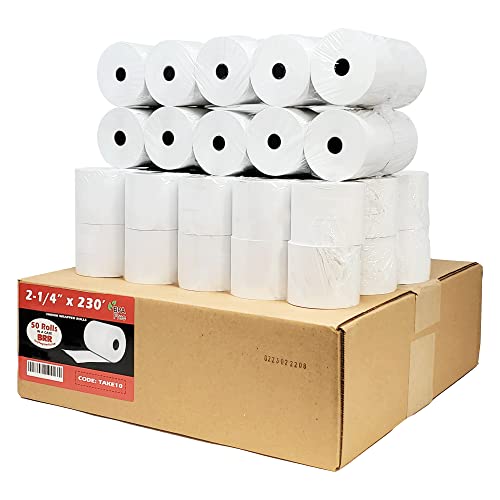 (48 Gsm Paper Thickness) 2 1/4 x 230ft 1-Ply Thermal Paper [50 Rolls] BPA Free Cash Register Tape Sharp 01PU, 01PU, ER-A520, ER-A530, UP-700, XE-A201, XE-A202, XE-A302 CBM262, CBM270 - size: 1 Case - 50 Rolls, style: 2 1/4" x 230' Thermal