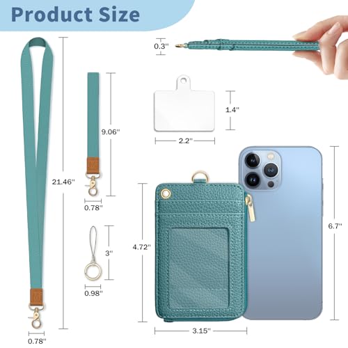 Blue Lanyard Wallet with Id Badge Holder Keychain for Card Women - color: Solid-blue