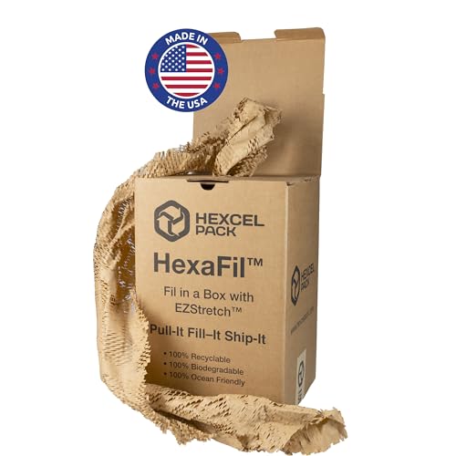 IDL Packaging HexaFil Honeycomb Packing Kraft Paper 15" x 20400" (1700 ft) in Self-Dispensed Box - Patented Cushioning Box Filler for Void Filling, Moving, Shipping - Alternative to Bubble Plastic - size: Brown, 15" x 1700 feet